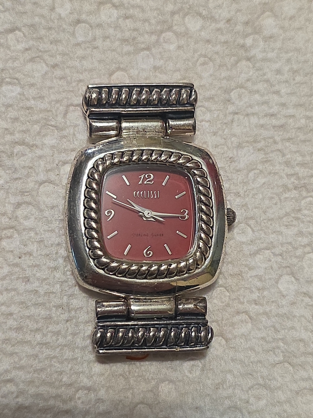 925 Silver Bracelet Watch with Coral Pink Dial